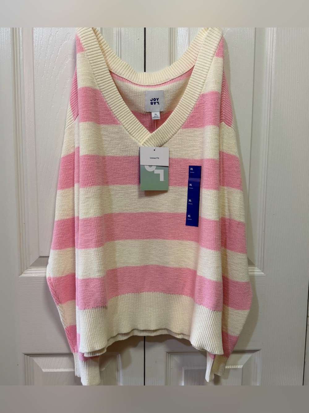 Joylab Pink and Cream Striped Women's Sweater - Picture 3 of 7